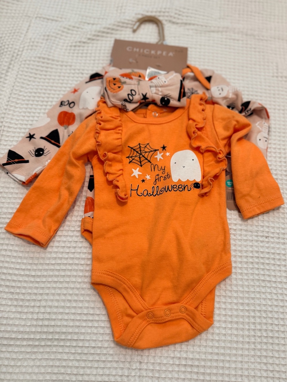 chick pea Orange & Cream Halloween Baby Matching Set
